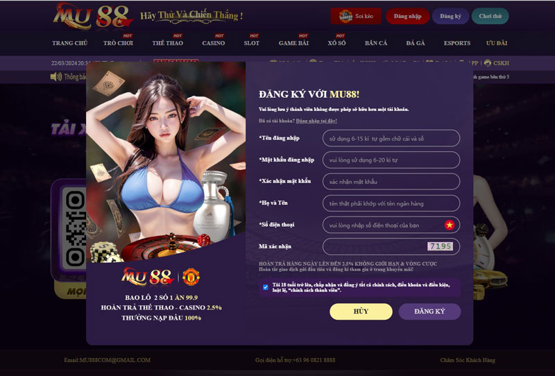 Đăng ký Mu88 bằng điện thoại 